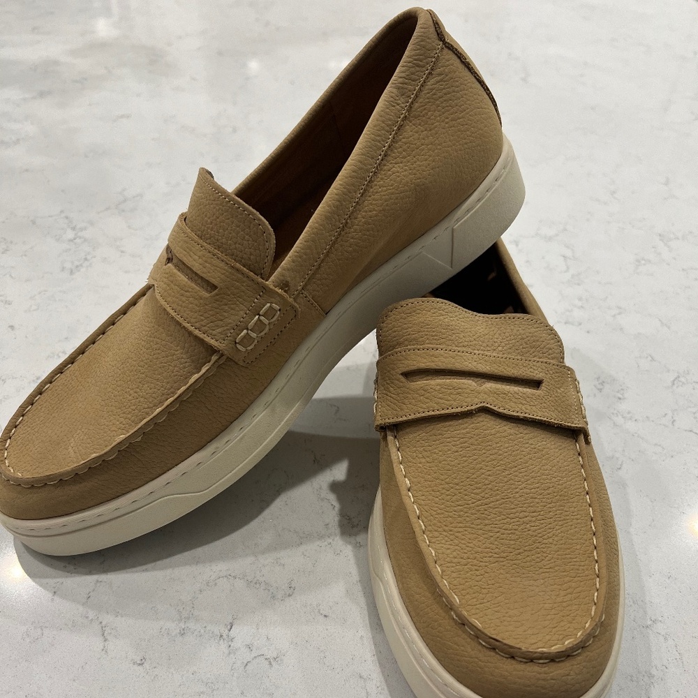Vionic Men’s Tan Leather Driving Loafers – Size 12 – Orthotic Support – Like New
